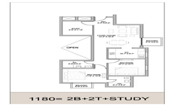 2 Bhk + Study(1180 sq.ft.)