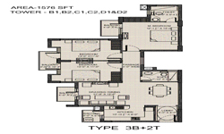 3 Bhk(1576 sq.ft.)